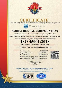 ISO 45001:2018 certificate